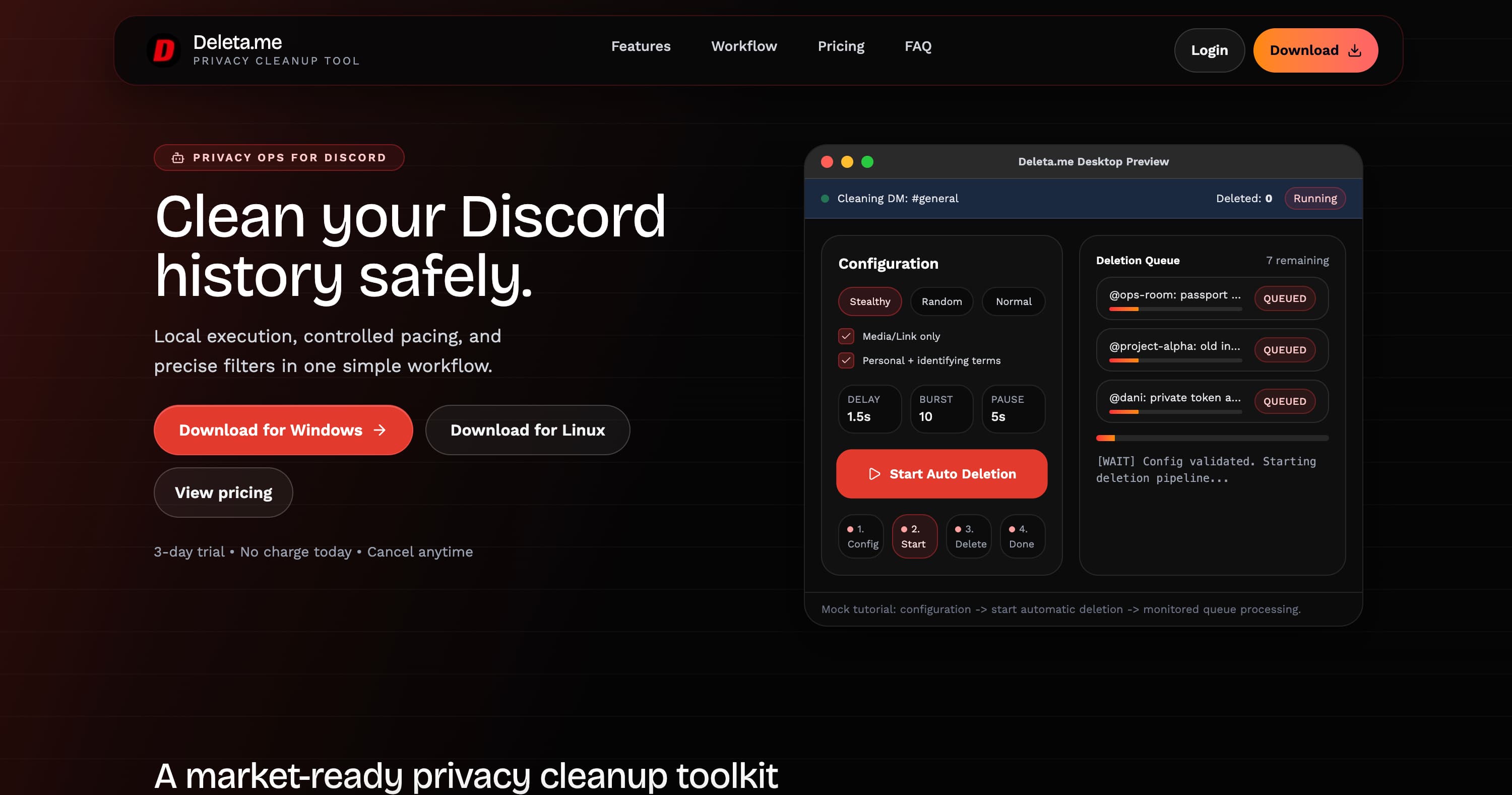 Deleta Me software project screenshot